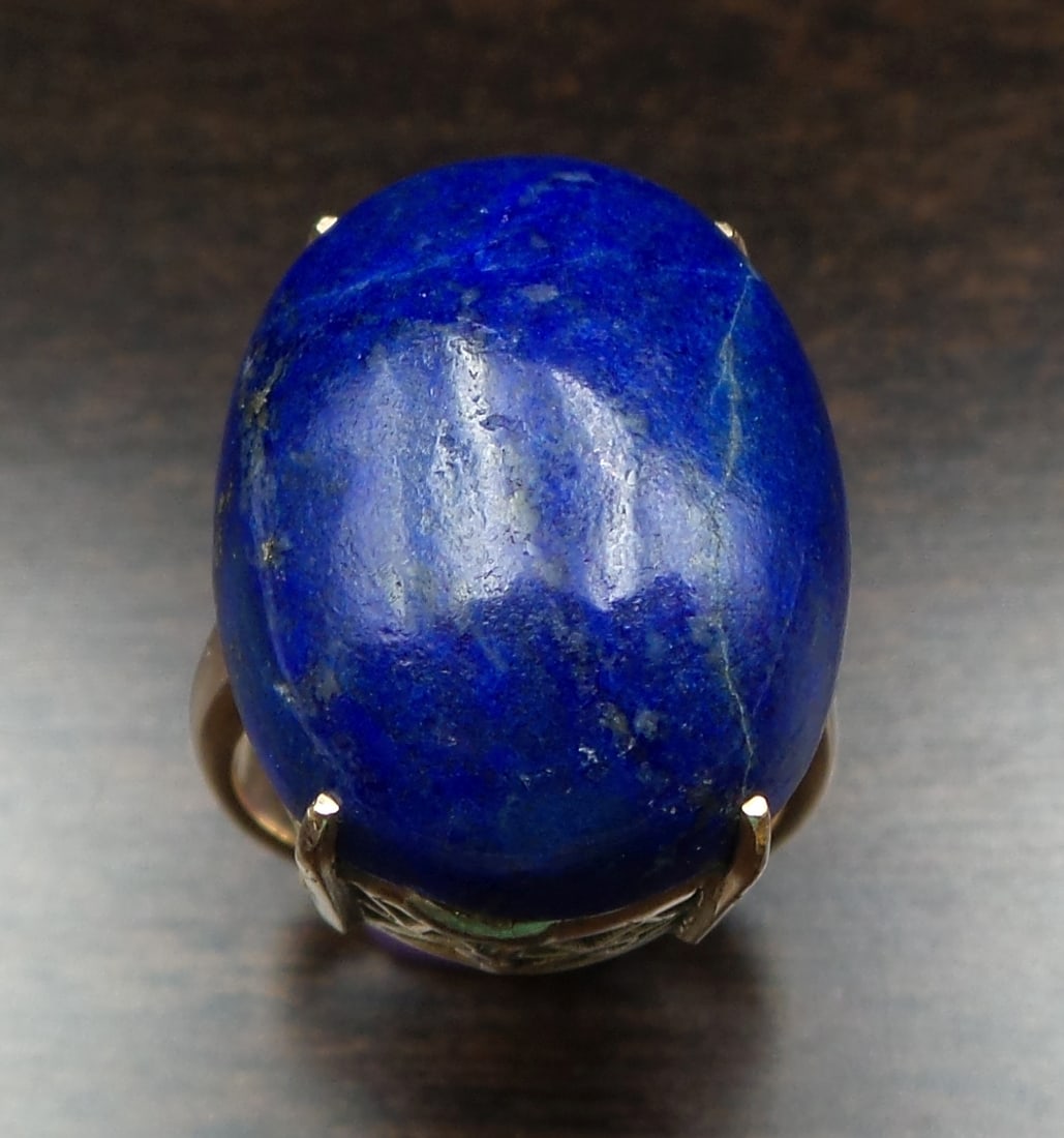 Stunning Vintage 14K Yellow Gold & Lapis Lazuli Cabochon Ring (1 of 6)
