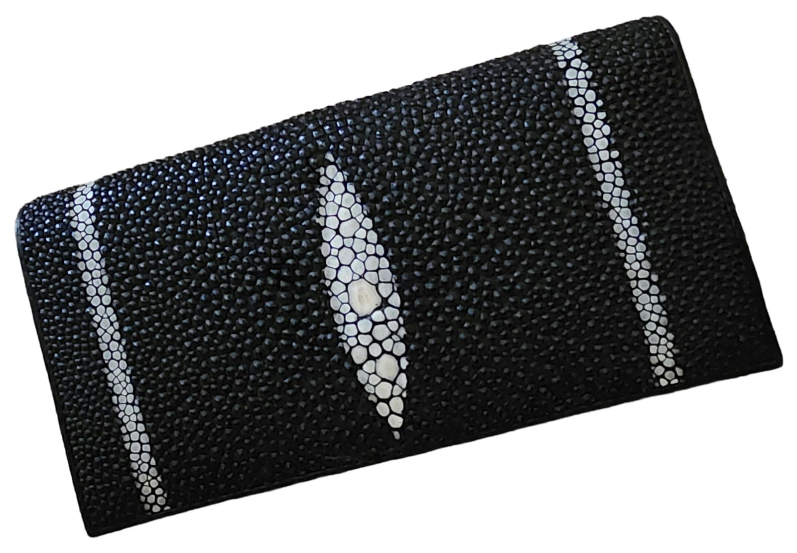 Stylish Vintage Rectangular Black and White Stingray Skin Wallet (1 of 3)