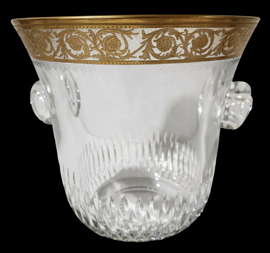 Vintage SAINT LOUIS France Crystal Gold Thistle Ice Bucket (1 of 7)