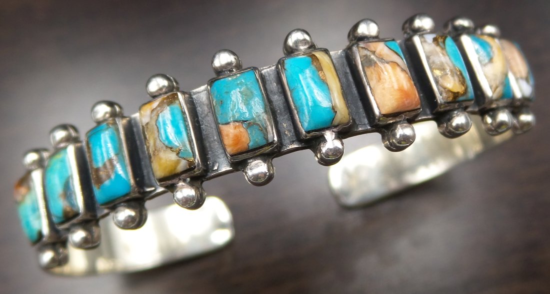 Unusual Vintage Asian Sterling Silver & Gemstone Bracelet (1 of 5)