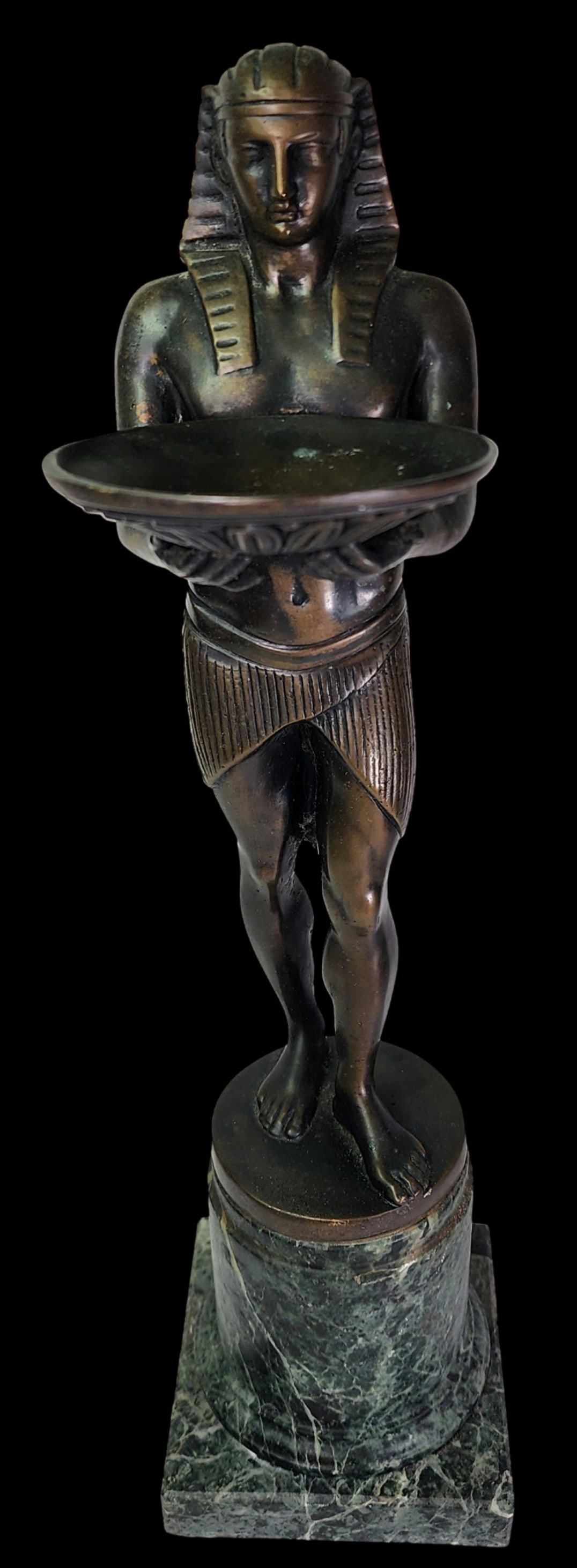 Vintage Art Deco Egyptian Revival Bronze Sculpture on Marble Base, ca. 1940 (1 of 12)