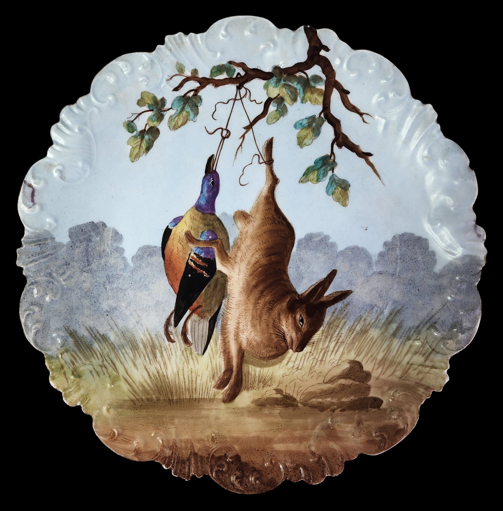 Antique Hand Painted LIMOGES France Hunting Theme Porcelain Plate (1 of 4)