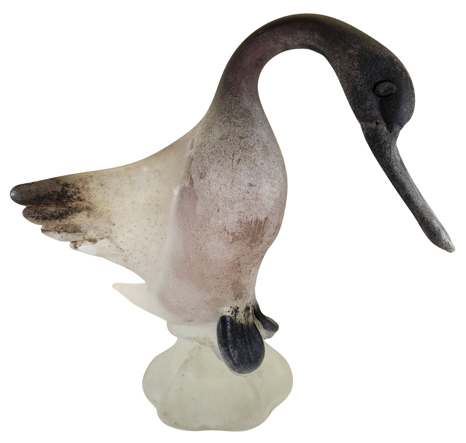 Rare Mid-Century Modern CENEDESE Murano Scavo Art Glass Duck Sculpture: This great piece was made in the "Scavo" technique around 1960 by Antonio da Ros for Cenedese, Murano, Italy. Very good vintage condition; no chips, cracks, or repairs. Measures approx. 11" high x 8"