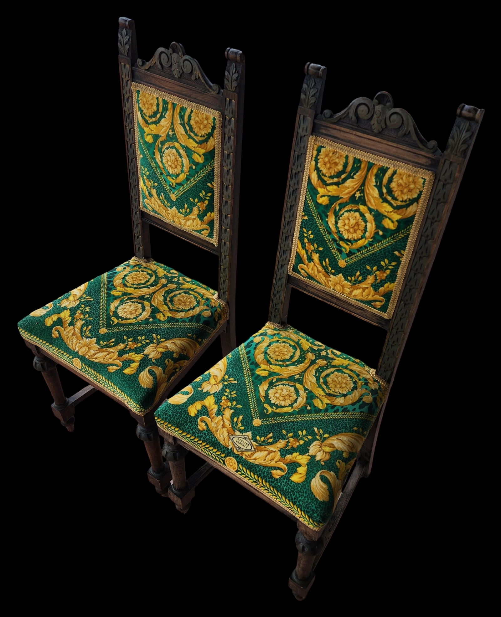 Pair of Vintage VERSACE Upholstered Wood Chairs (1 of 15)
