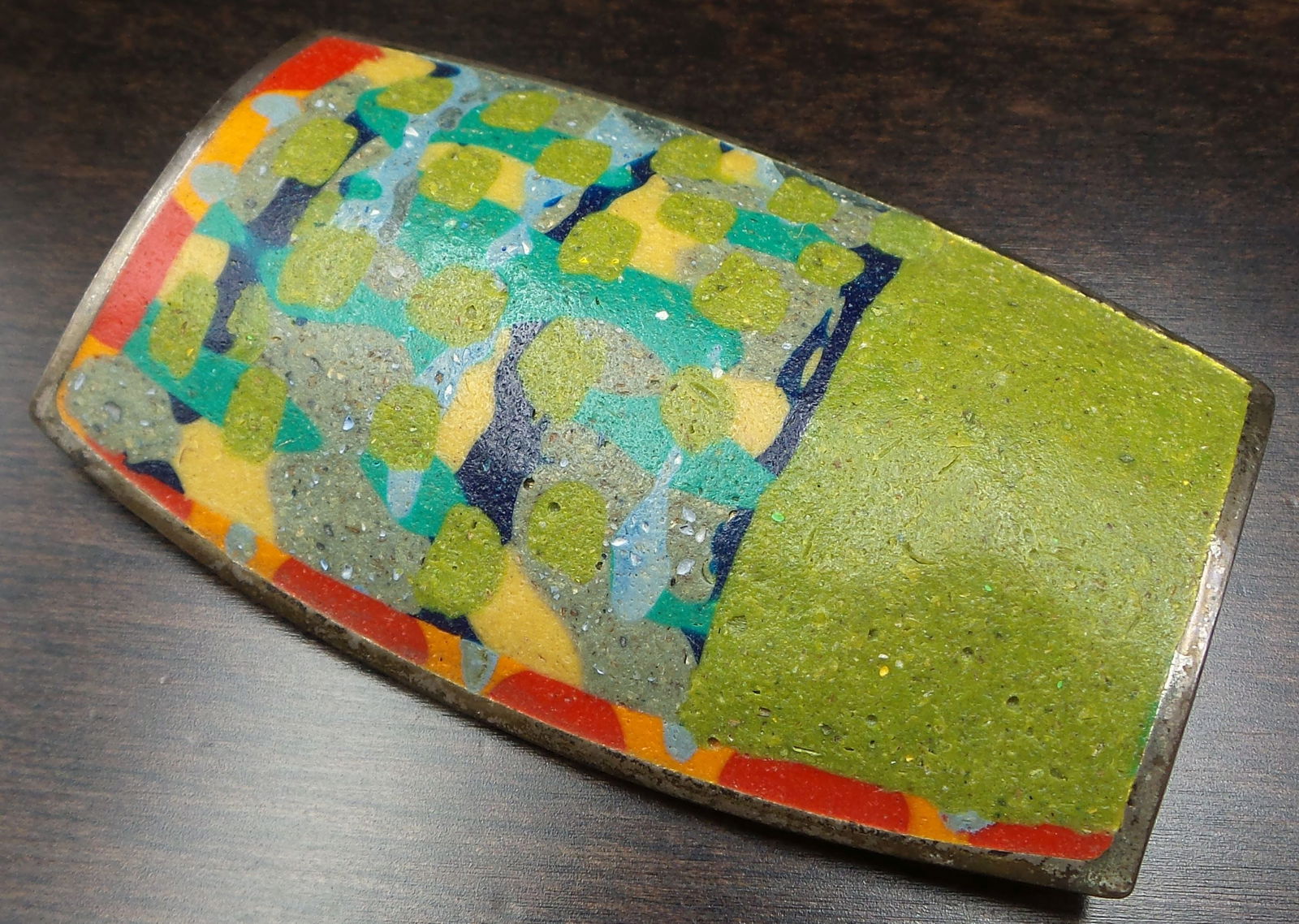 Rare Vintage DAVID URSO "Crazy Quilt" Sterling Silver & Enamel Designer Brooch (1 of 7)