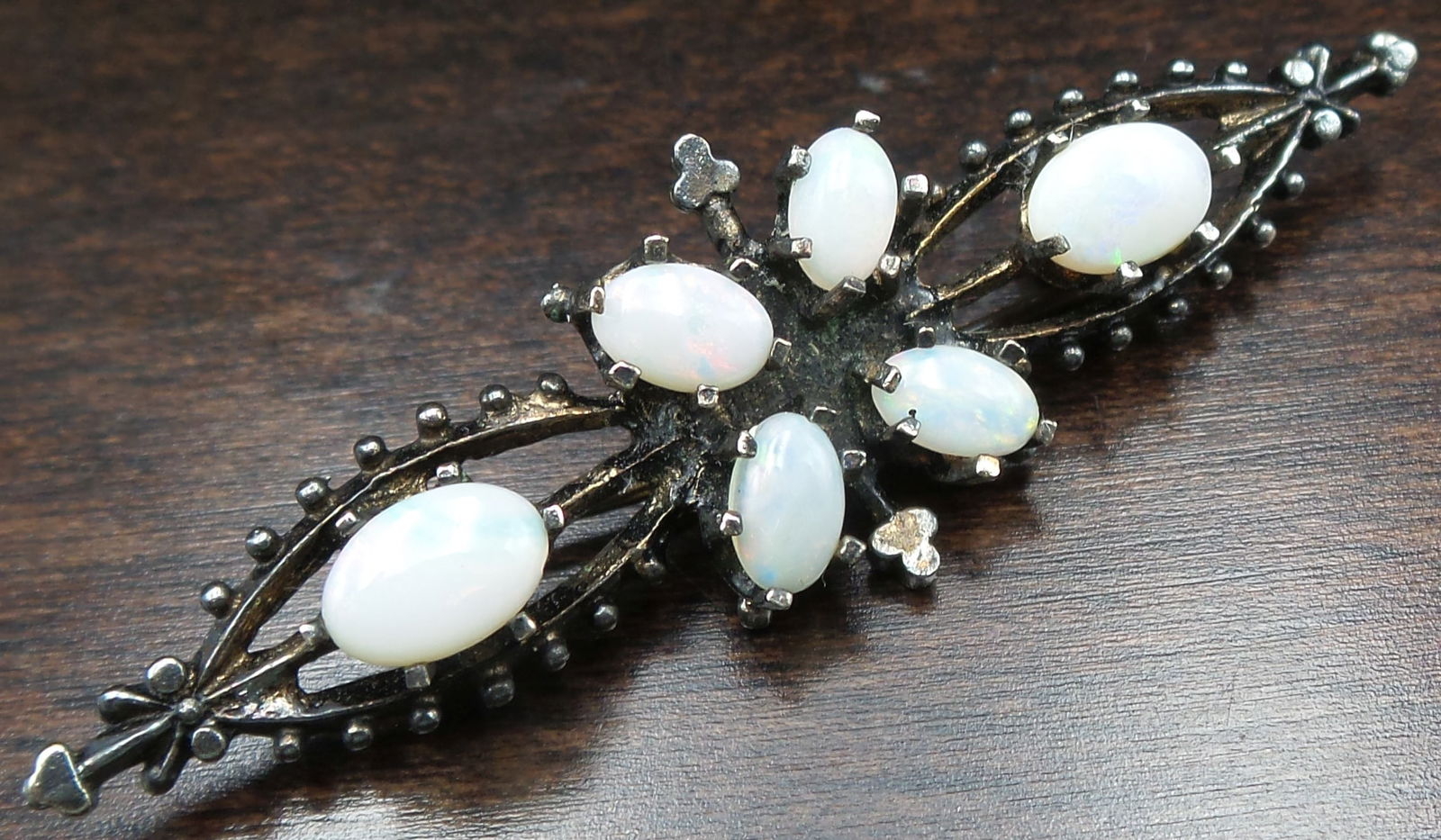 Vintage Mid-Century Sterling Silver & Opal Brooch (1 of 5)