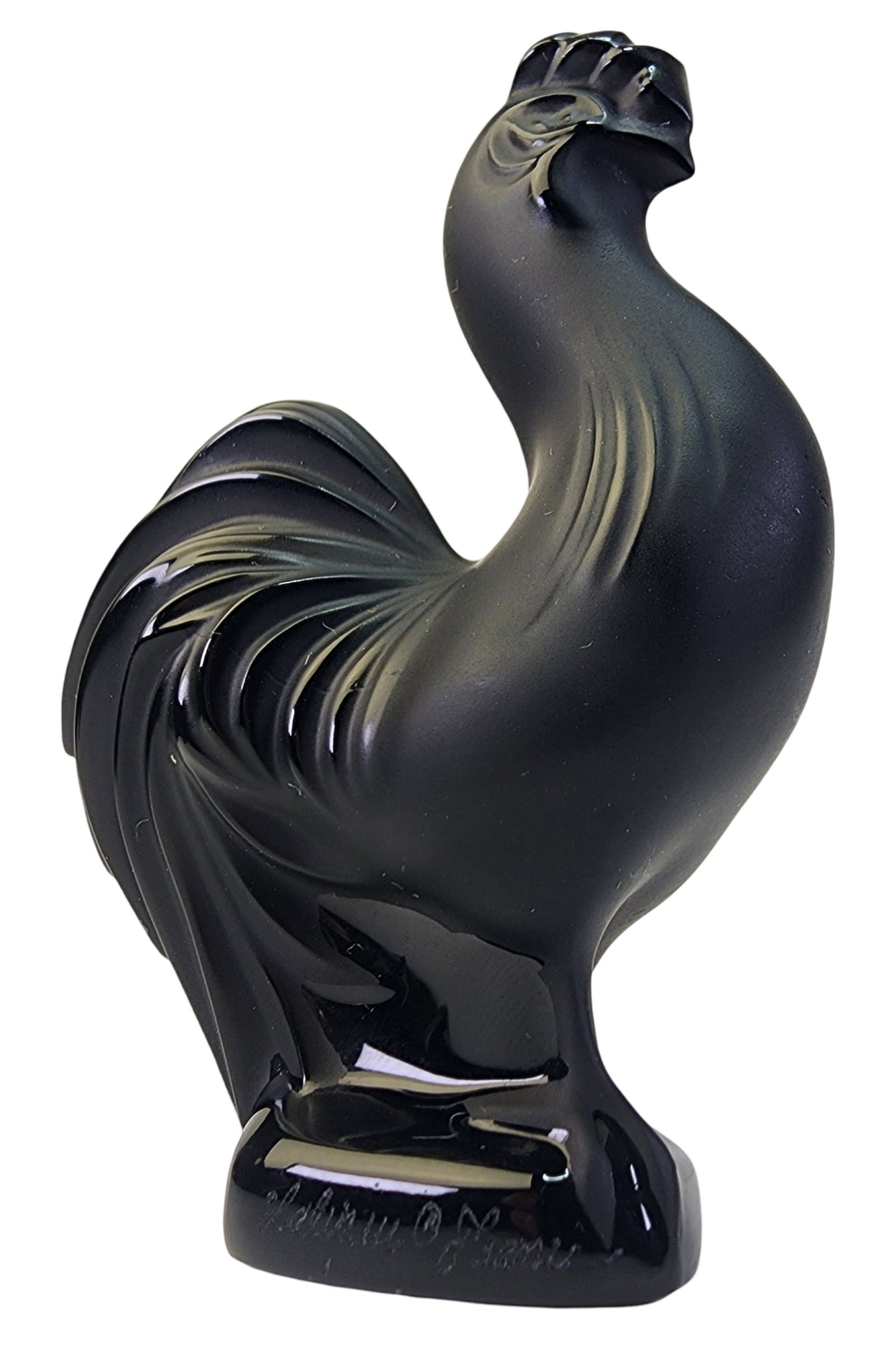 Vintage LALIQUE Black Art Glass Rooster Figurine (1 of 8)