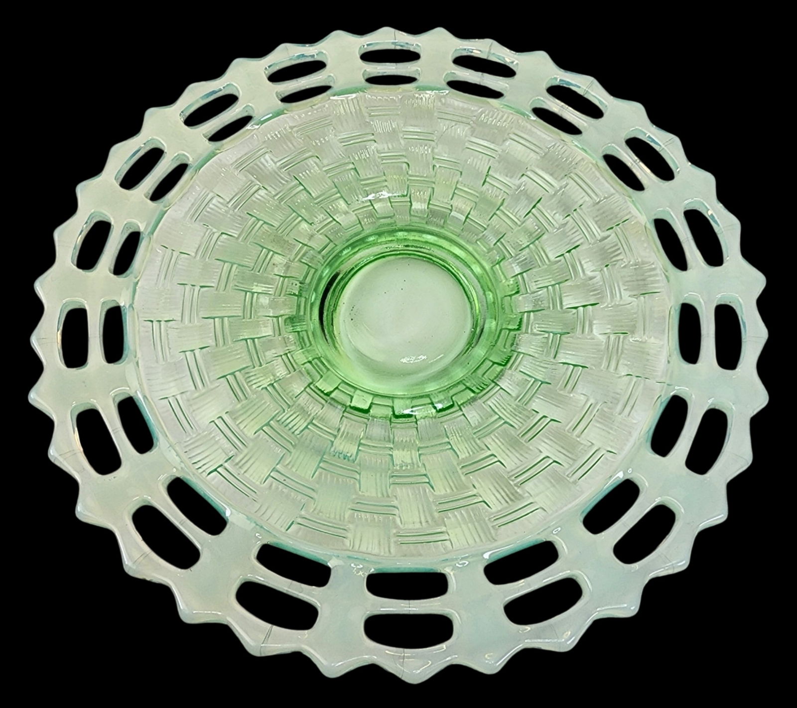 Fenton Uranium Glass Bowl - Flat (1 of 5)