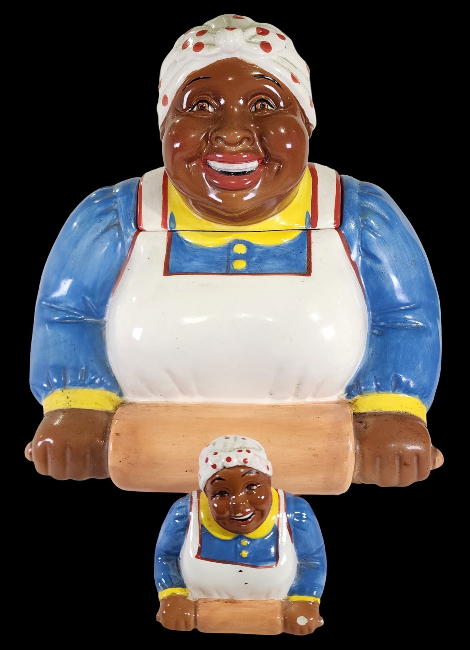 Hand Painted Aunt Jemima Black Americana Ceramic Cookie Jar & Salt Shaker (1 of 7)