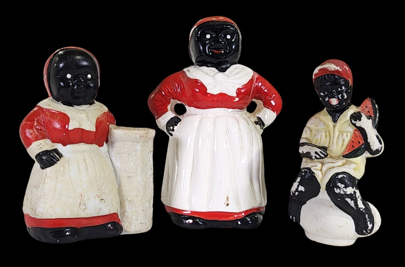 Lot of 3 Hand Painted Black Americana Ceramic Figurines (1 of 6)