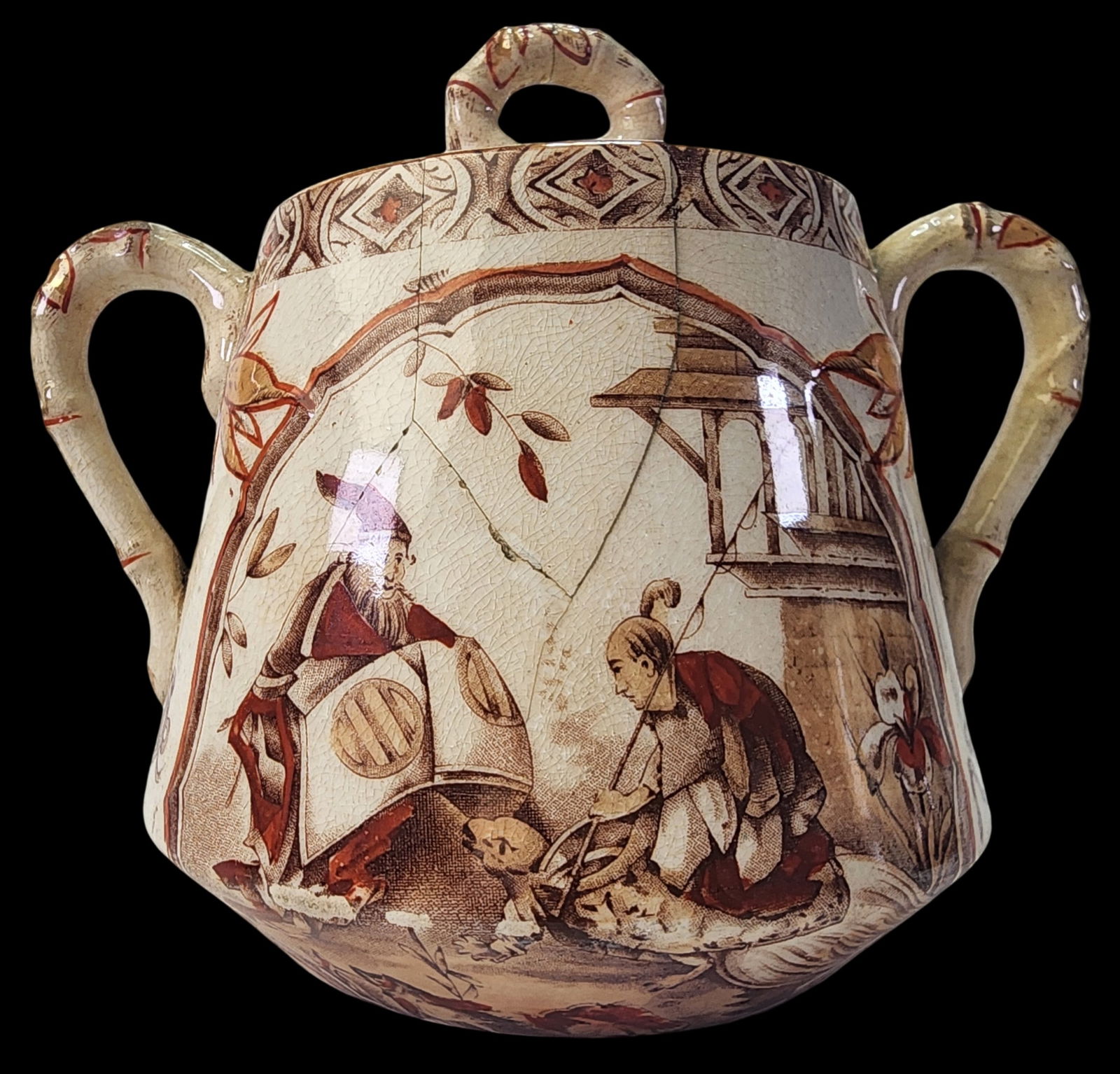 Rare 19th Cent. RIDGWAY, SPARKES & RIDGWAY Yeddo Porcelain Sugar Pot (1 of 12)