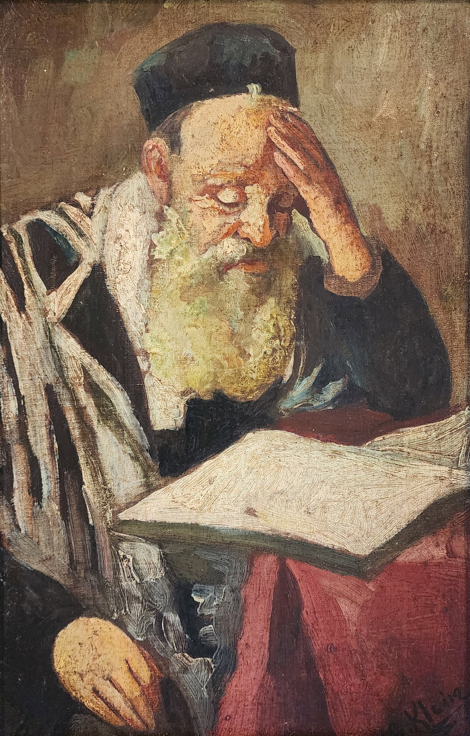 Vintage Oil on Canvas Paining of a Jewish Rabbi - Signed: Very good vintage condition. Framed; signed "Klein" in the lower right-hand corner. Measures approx. 20 3/4" high x 15 1/2" wide.