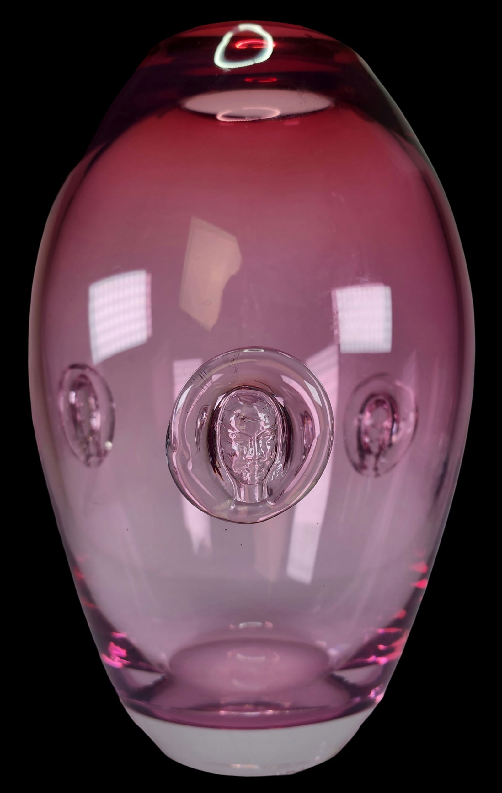 Vintage CHALET Studio Cranberry / Pink Art Glass 3-Face Designer Vase (1 of 7)