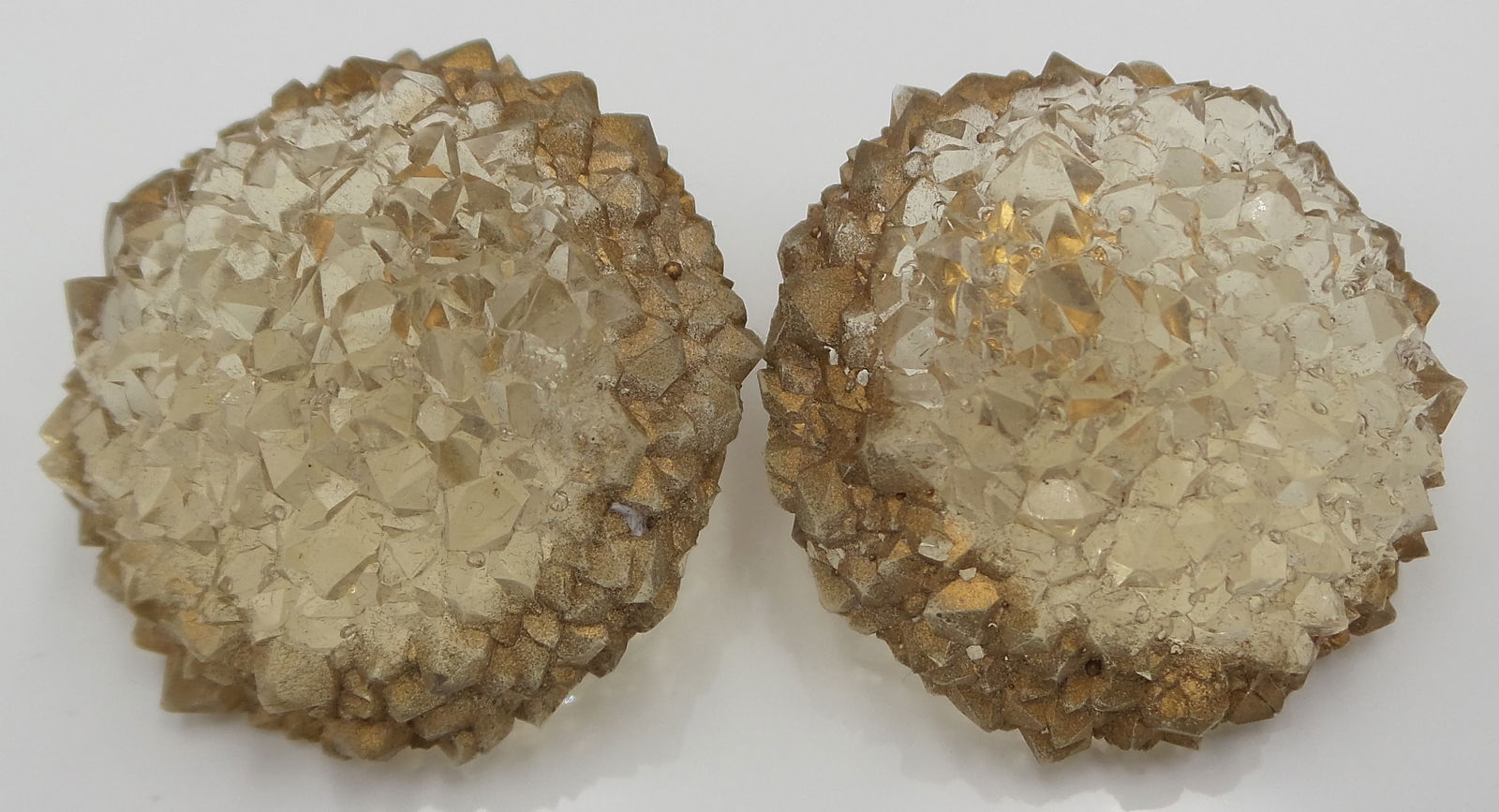 Large Unusual Vintage Transparent & Gold Geode Style Rubber Costume Jewelry Earrings (1 of 6)