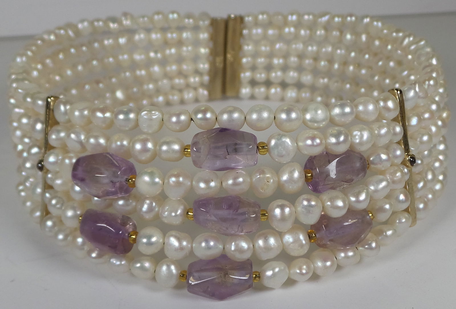 Rare 1980/90s FRANCESCA ROMANA Italy Pearl & Gemstone Choker Necklace (1 of 7)