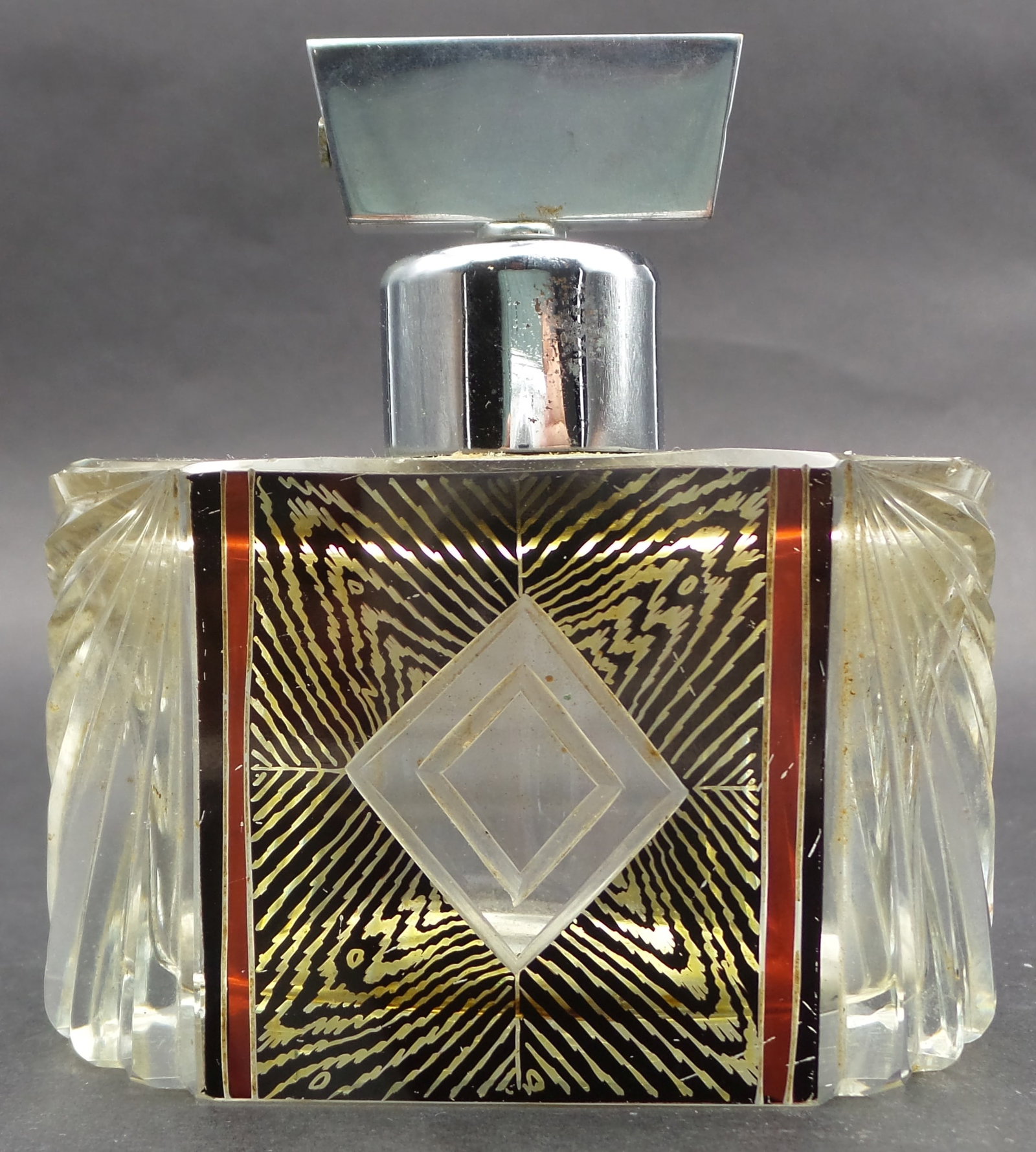 Vintage 1930s Art Deco European Black & Transparent Crystal Atomizer Perfume Bottle (1 of 9)