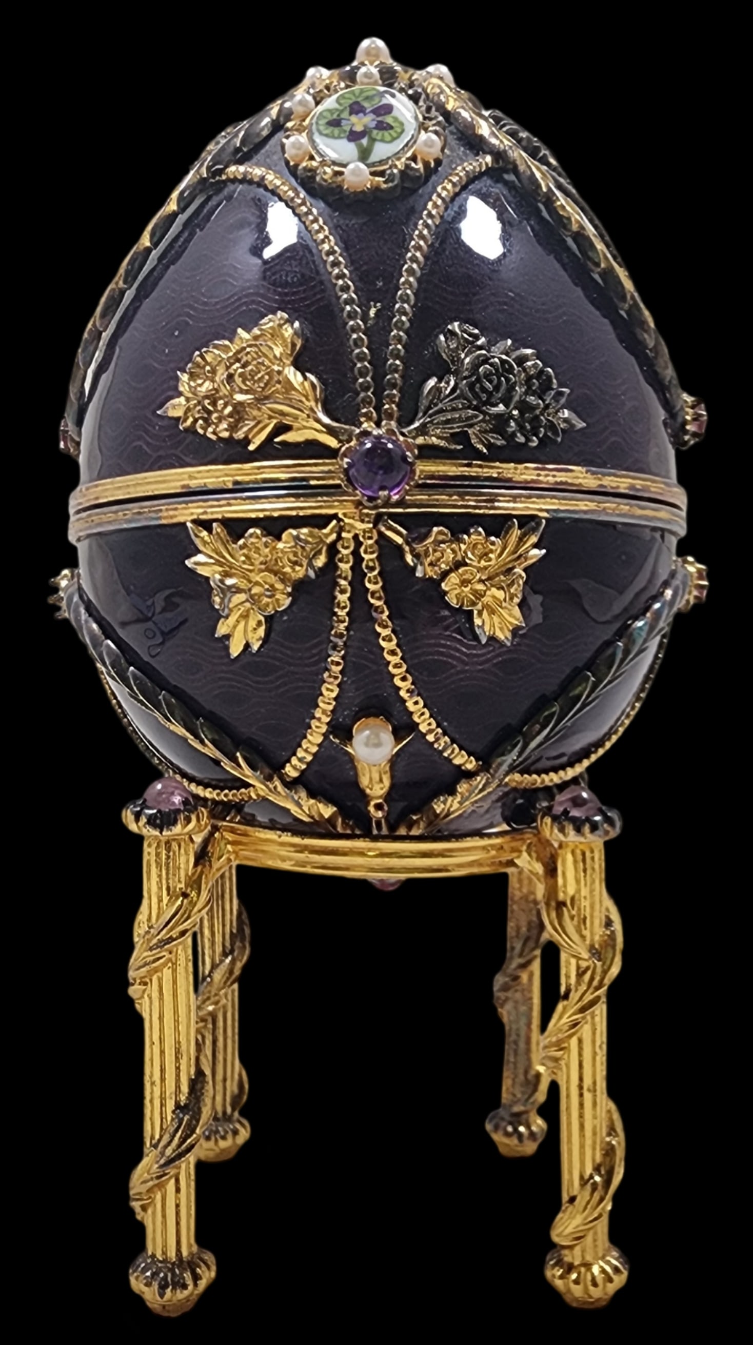 Rare 1984 Franklin Mint FABERGE Sterling Silver & 18K Gold Egg - Ltd. Ed. 542/750 (1 of 19)