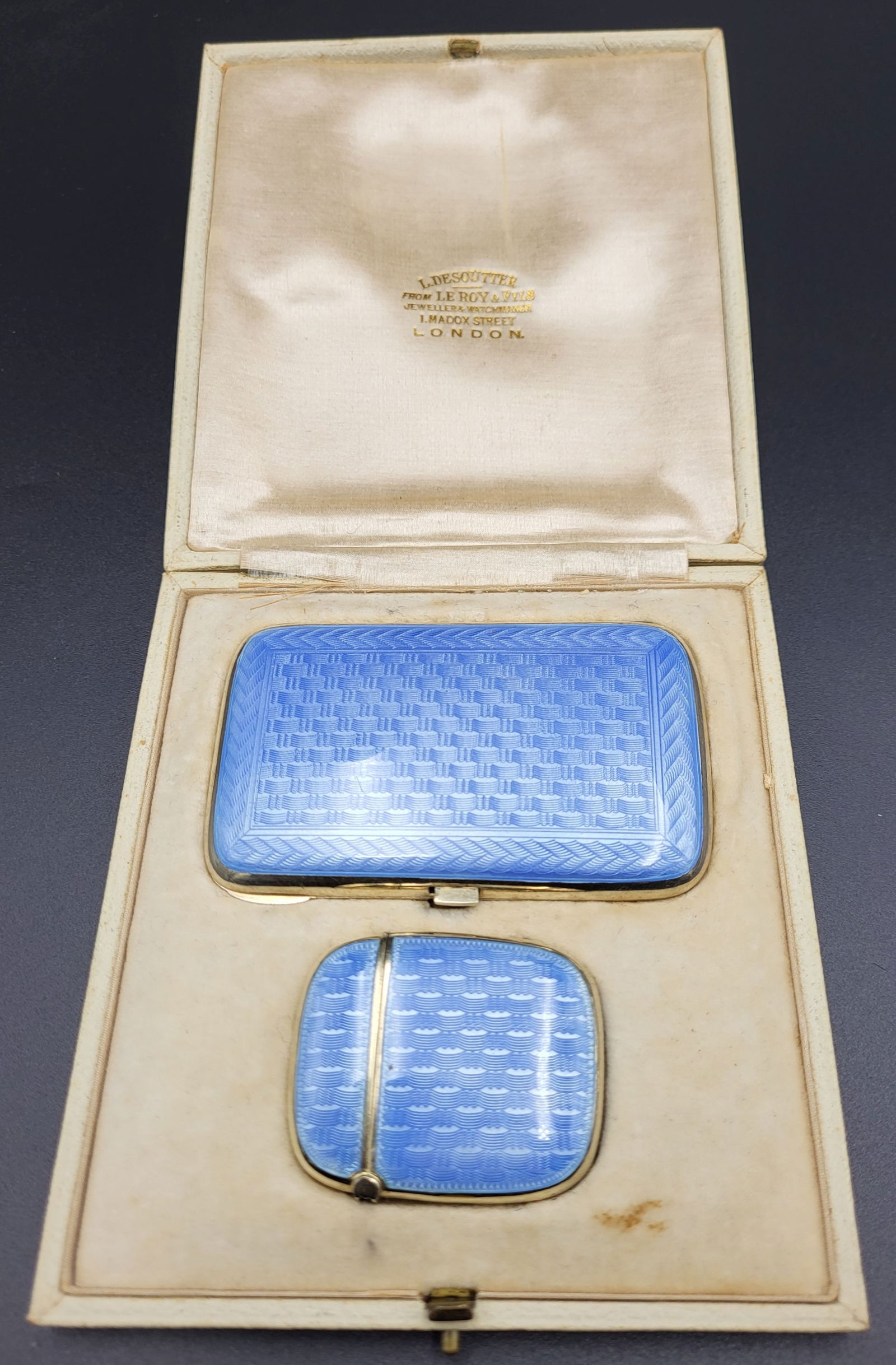 Antique ca. 1900 DAVID ANDERSEN Norway Sterling Silver & Guilloche Enamel Smoking Set (1 of 8)