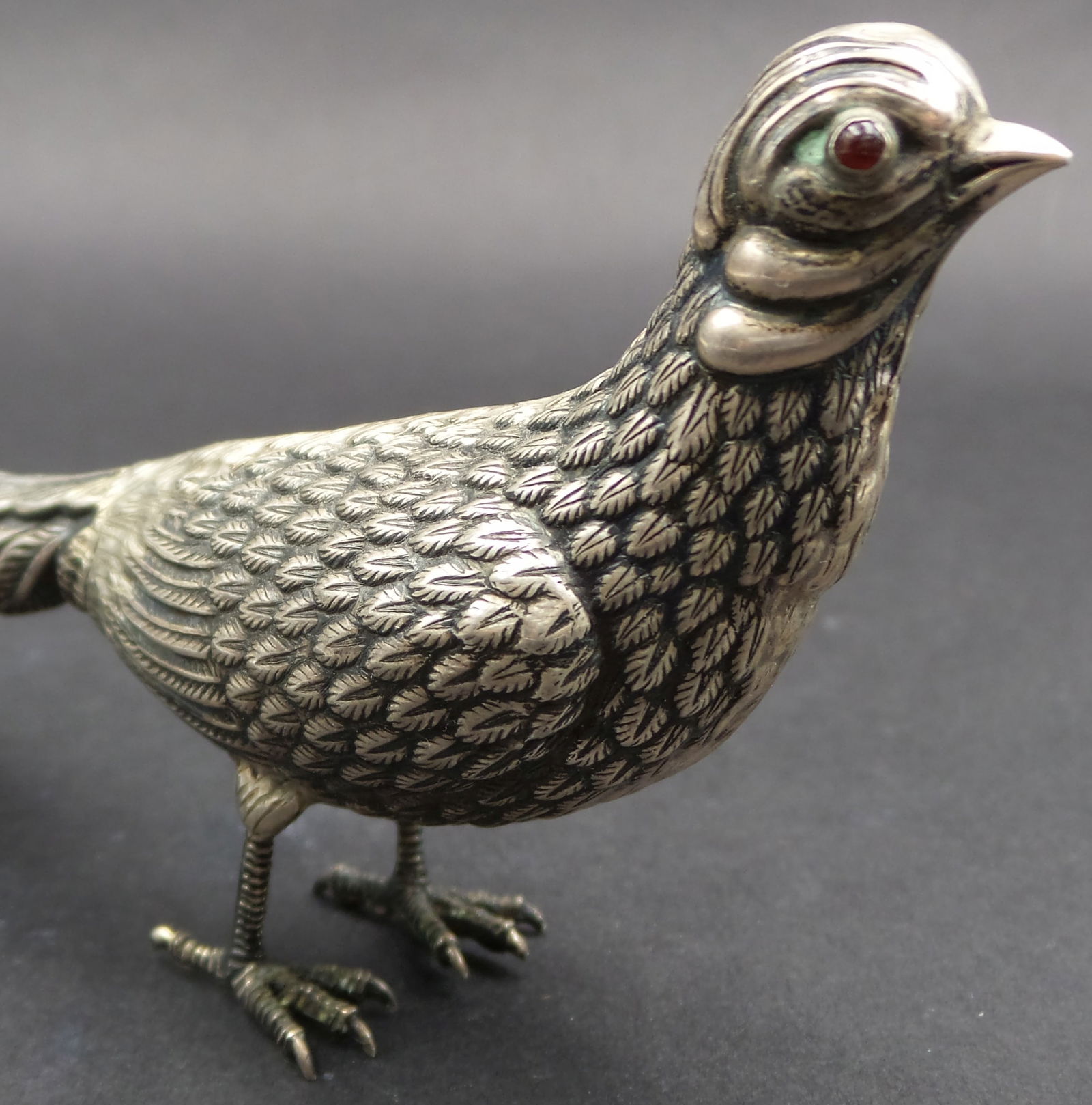 Antique Spanish Sterling Silver Pheasant Figurine /w Red Garnet Eyes (1 of 9)