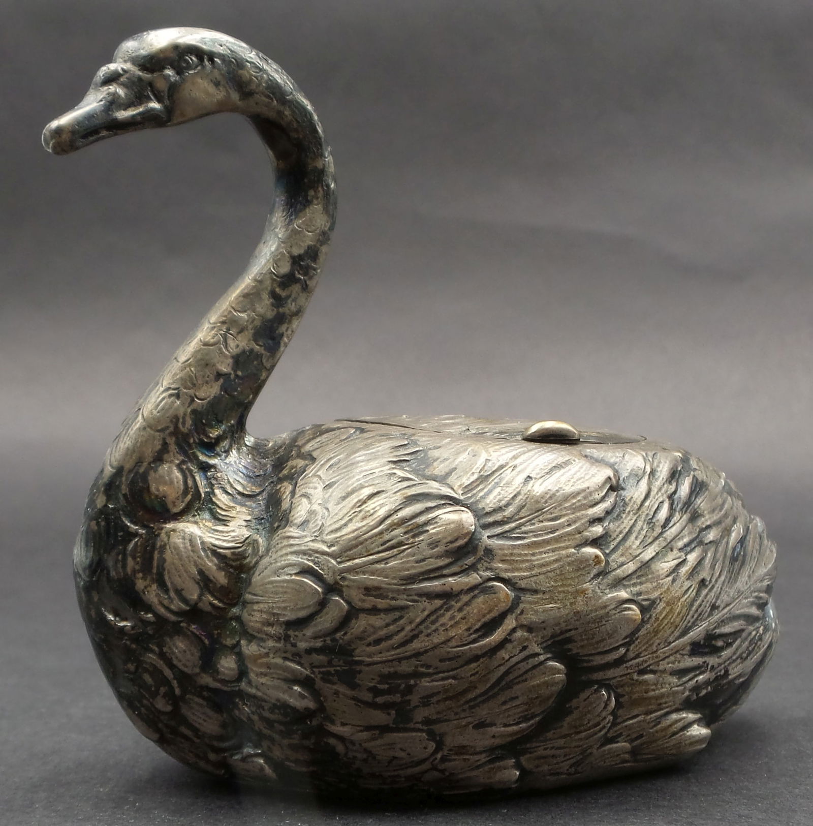 Antique German 800 Silver & Glass Insert Swan Inkwell (1 of 9)
