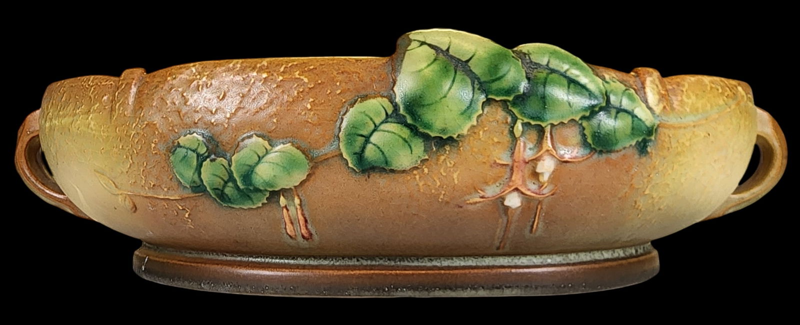 Vintage ROSEVILLE Brown/Green Ceramic "Fuchsia" Console Bowl / Planter (1 of 7)