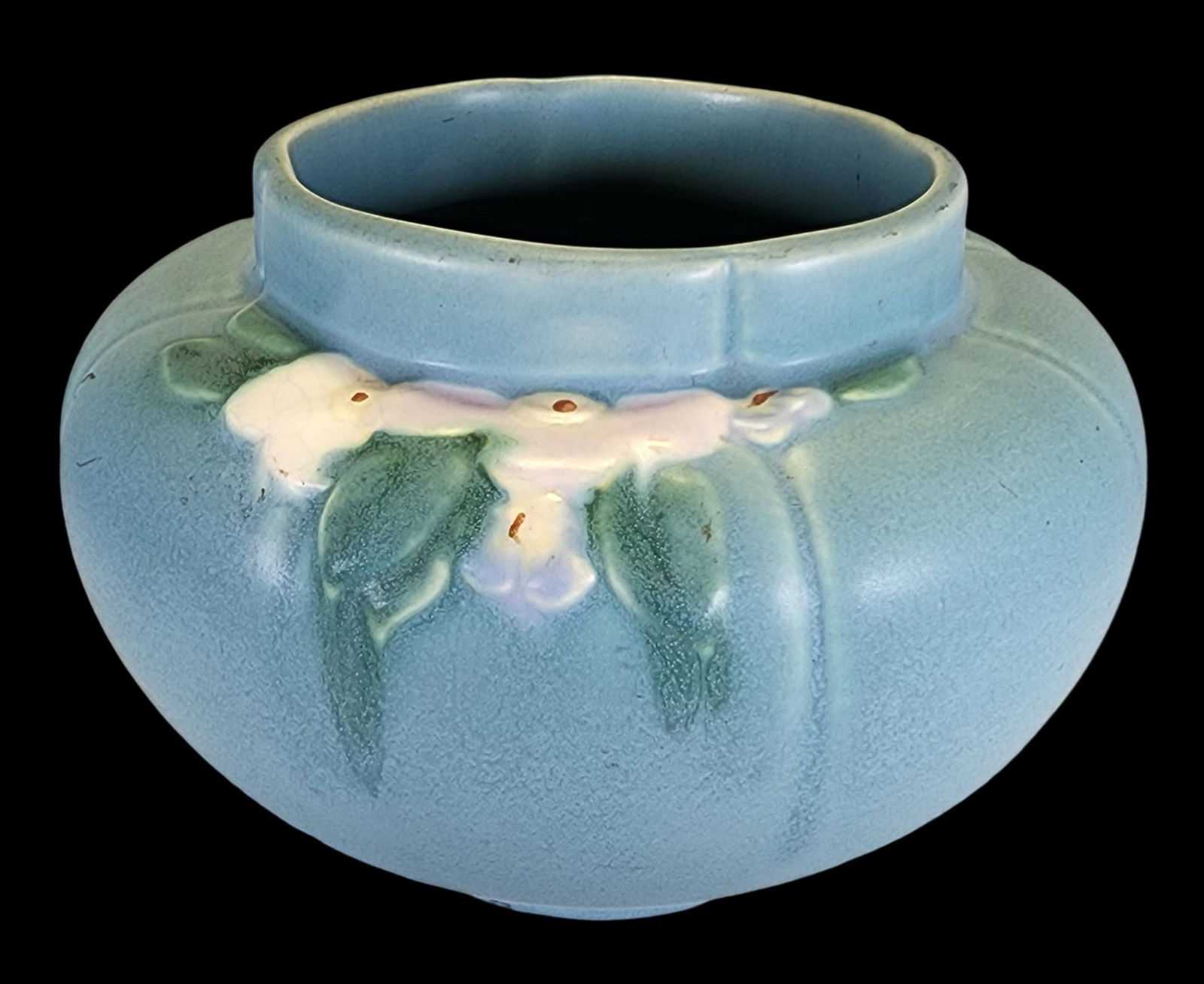 Vintage WELLER Blue Ceramic "Bouquet" Urn Vase (1 of 6)