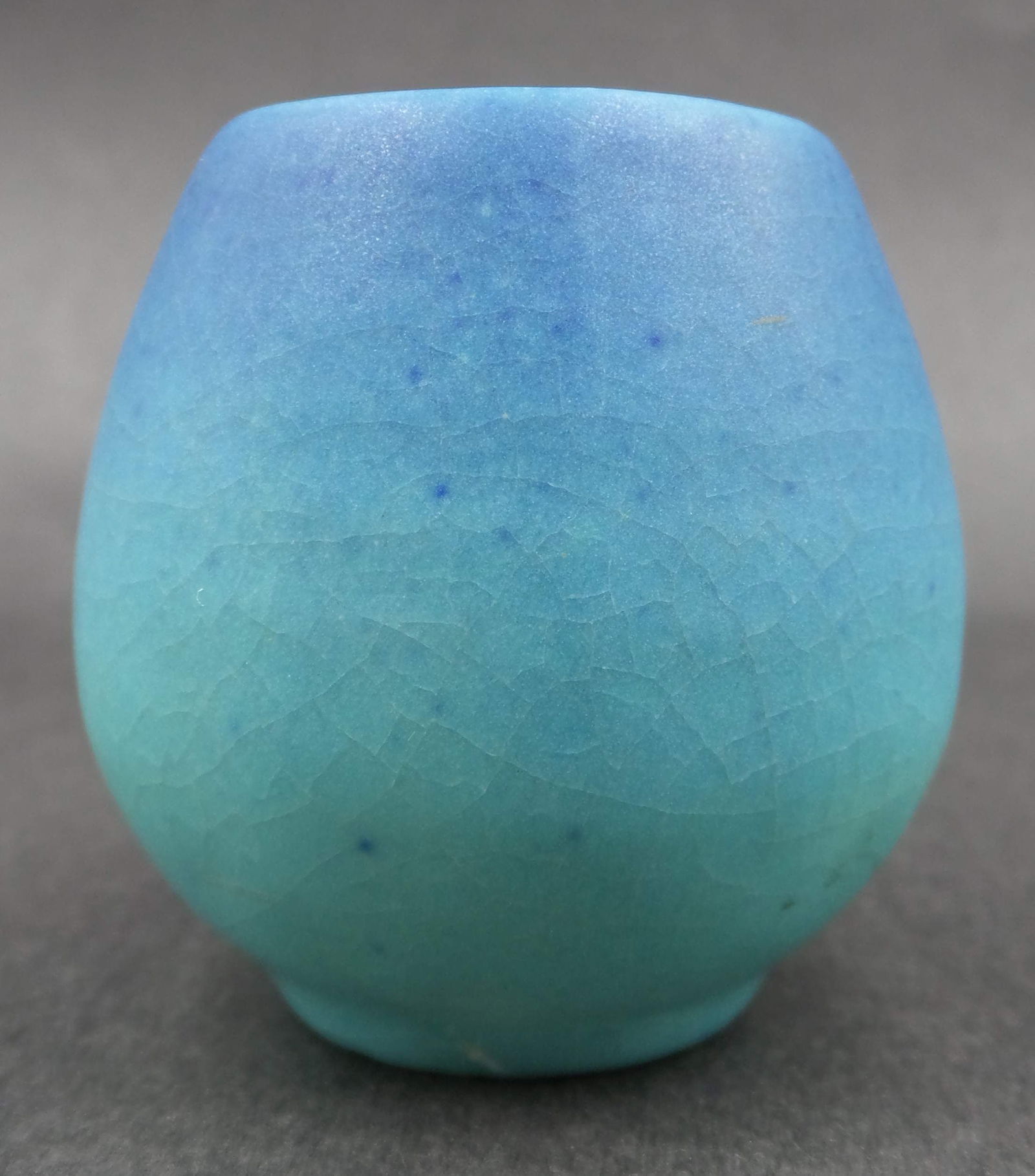 Beautiful Vintage VAN BRIGGLE Bluish-Green Glazed Art Pottery Miniature Vase (1 of 7)