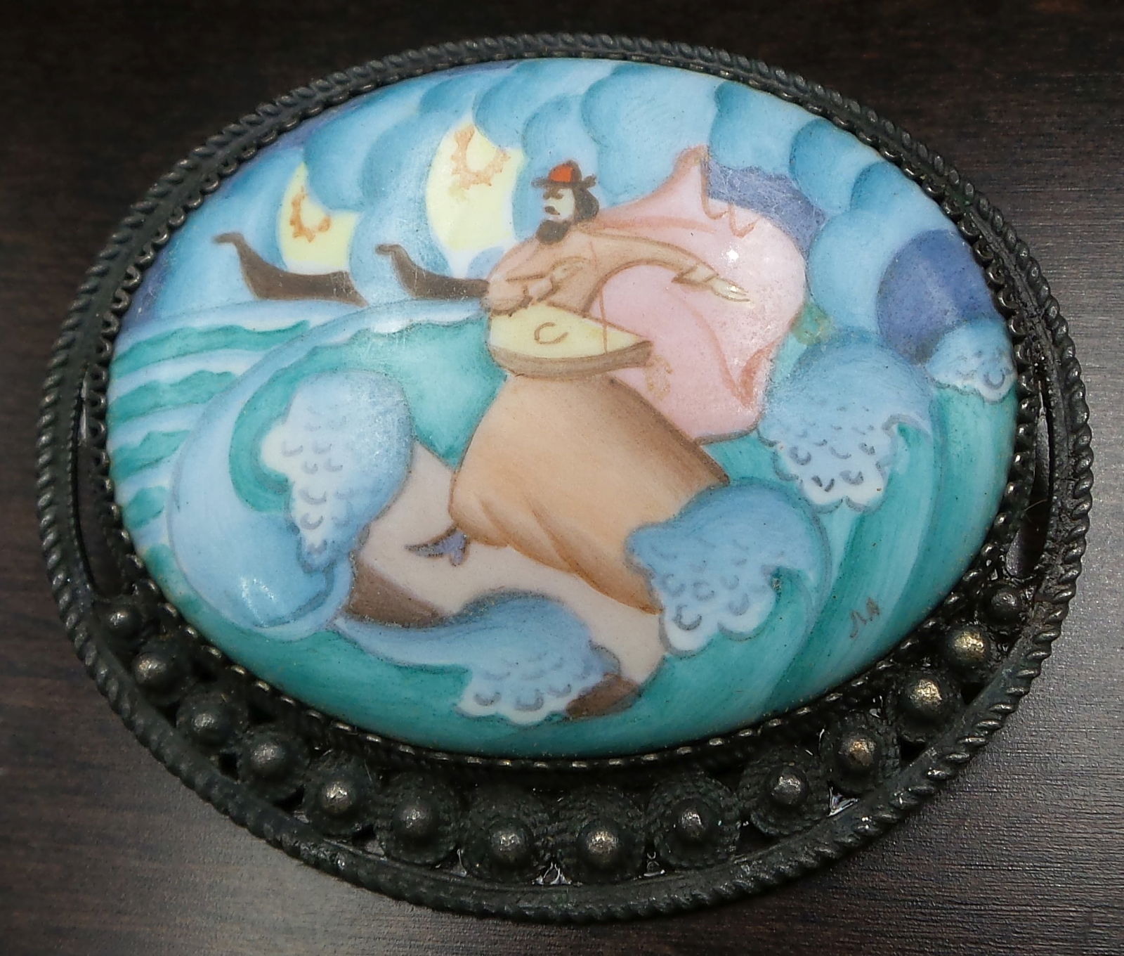 Rare Vintage Russian Silver & Enamel Painted Porcelain Plaque (1 of 5)