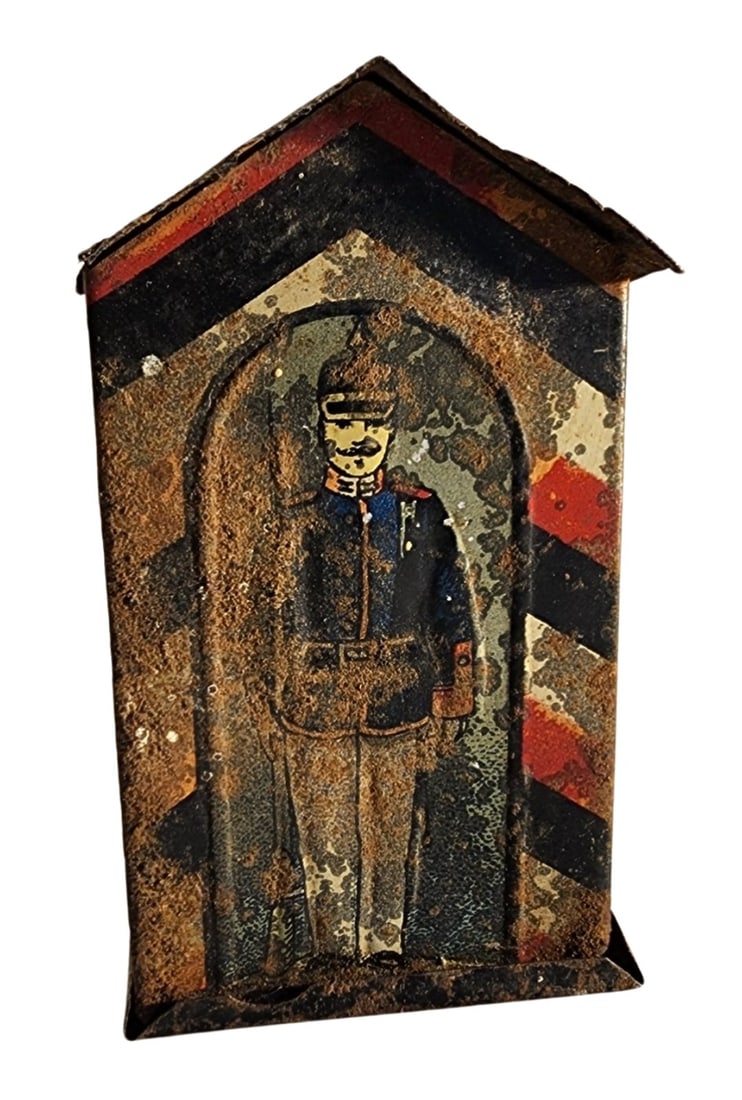 Very Rare 1800s German Tin Sentry / Soldier Coin Savings Bank (1 of 4)
