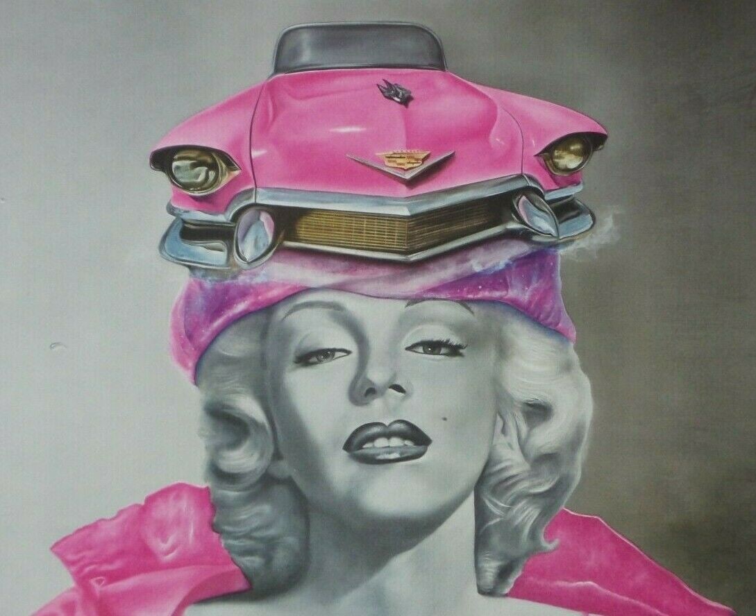 Vintage ROBERT HUBER Signed Ltd. Ed. Pop Art Marilyn Monroe Pink Cadillac Poster (1 of 7)