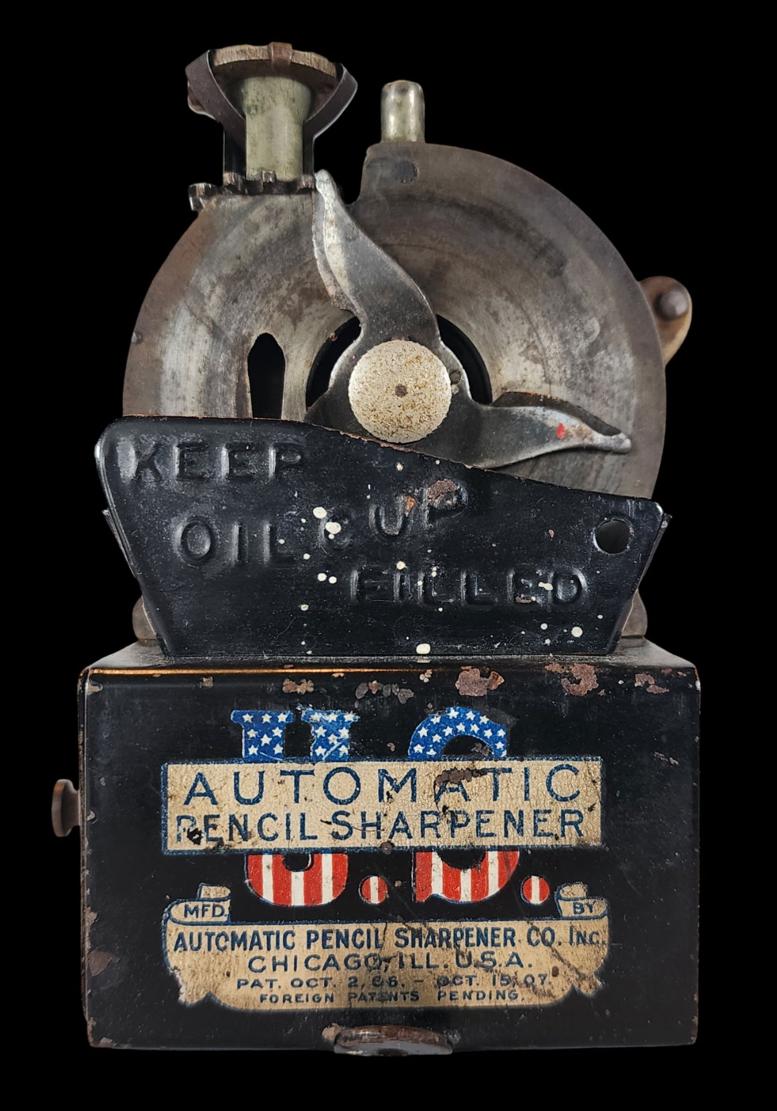 Vintage US AUTOMATIC Hand-Cranked Mechanical Pencil Sharpener (1 of 6)
