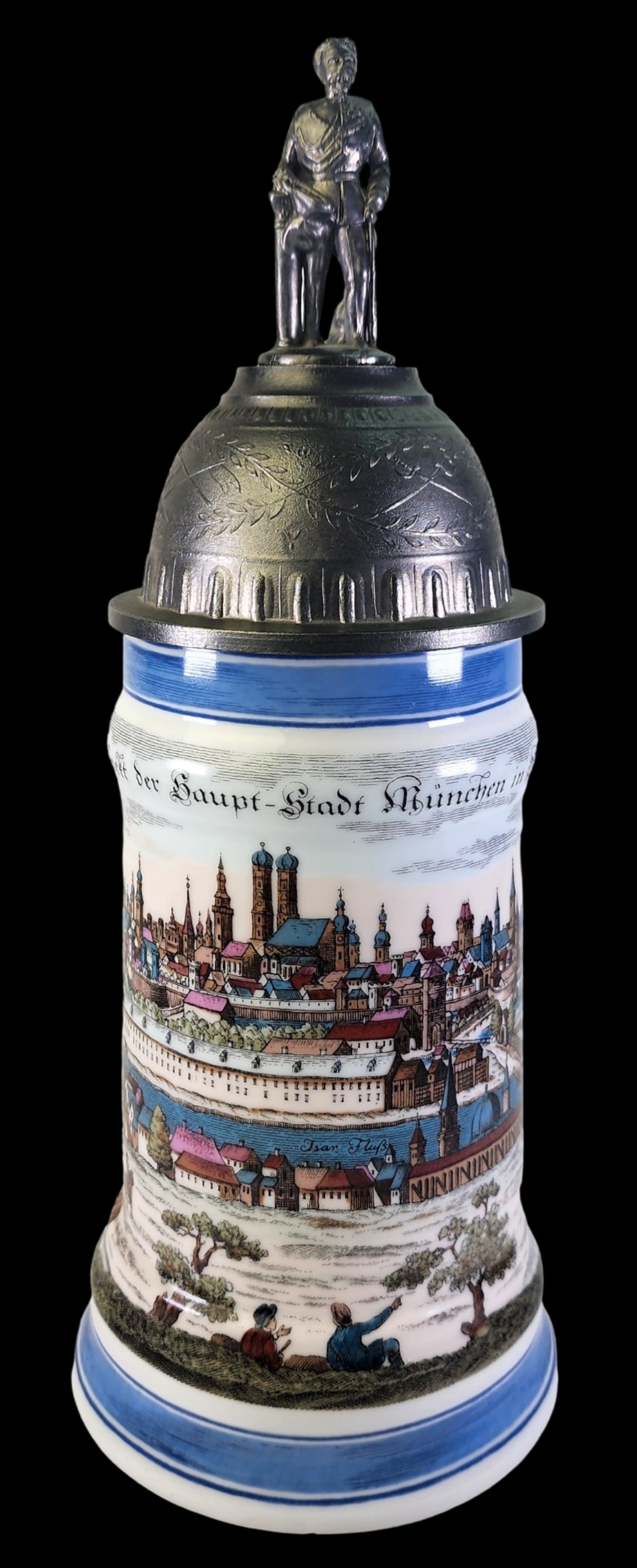Vintage German Ceramic & Pewter Munich Cityscape Beer Stein (1 of 11)