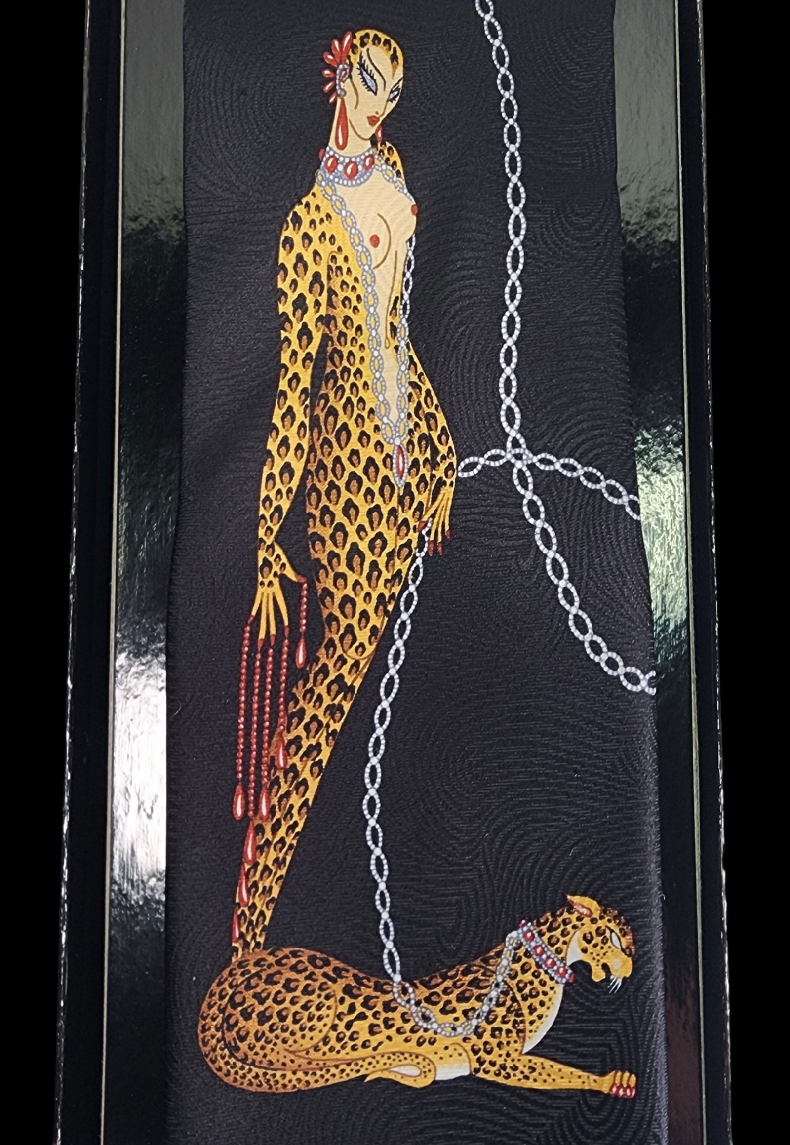 Stylish Vintage Art Deco Style Italian ERTE Silk Tie /w Box & Certificate (1 of 6)
