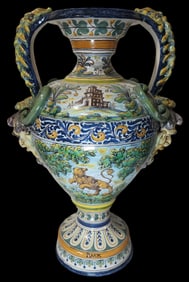 Large Vintage TALAVERA Italy Majolica Ceramic Urn