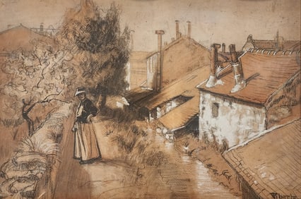 PIERRE EUGENE VIBERT (French, 1875-1937) Chalk Drawing on Paper