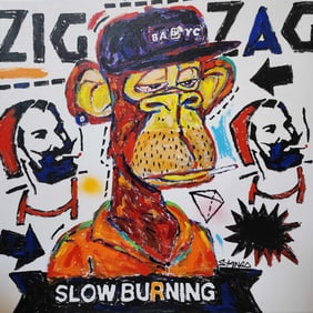 JOHN STANGO Large Vintage Street Art Painting "Smoking Monkey"