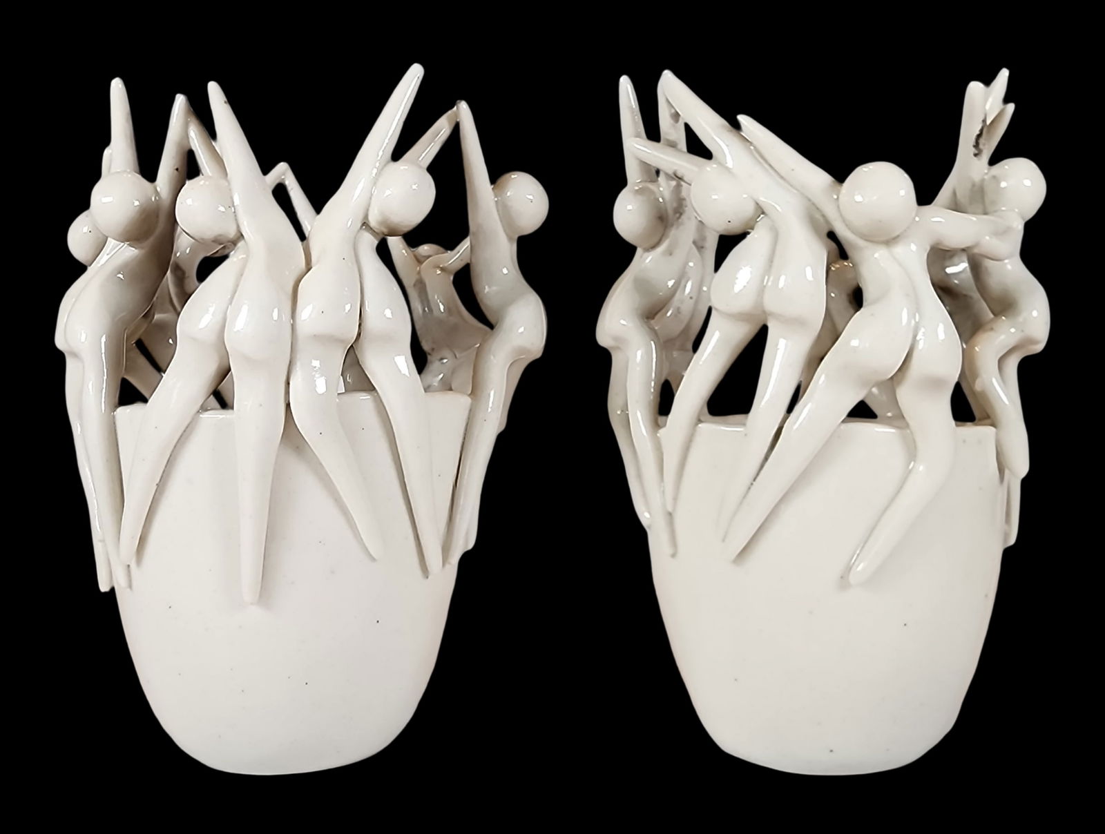 Pair of Vintage PALMER Figural White Porcelain Candle Holders (1 of 11)