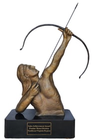 Very Rare PONTIAC Cast Metal Sales Award Native American Archer Sculpture after ALLAN HOUSER