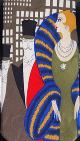 Stylish Vintage Art Deco Style Italian ERTE Silk Tie /w Box & Certificate