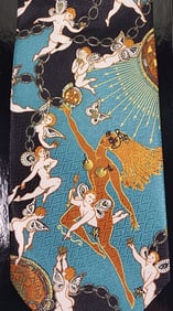Stylish Vintage Art Deco Style Italian ERTE Silk Tie /w Box & Certificate