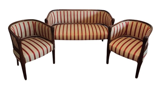 Stylish Art Deco French Silk Upholstered Salon Suite attrib. to PAUL FOLLOT