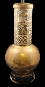 Mid-Century Hollywood Regency STIFFEL Ceramic Table Lamp with Egyptian Revival Hierogylph Motif