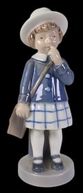 Vintage ROYAL COPENHAGEN Denmark Porcelain Figurine - School Girl