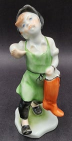 Vintage HEREND Hungary Porcelain Boy with Boots Figurine