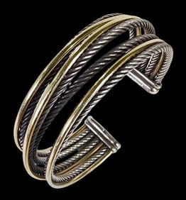 Vintage DAVID YURMAN Sterling Silver & 18K Gold Cable Bracelet