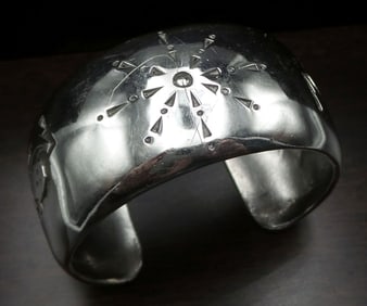Vintage Mexican Sterling Silver Designer Cuff Bracelet