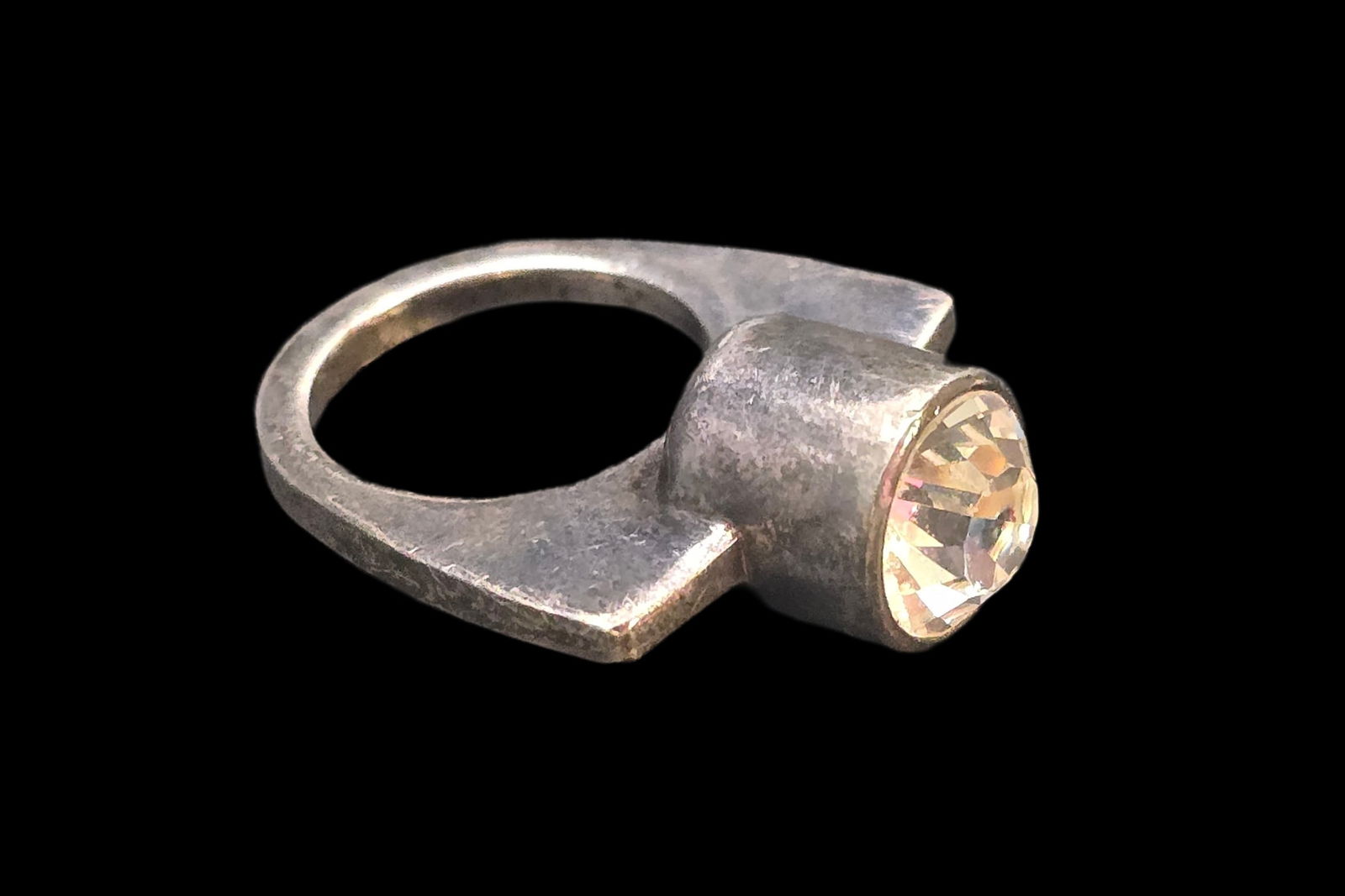 Very Unusual Vintage Mid-Century Modern VEGAS Sterling Silver & Citrine Ring (1 of 5)