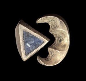 Vintage Mid-Century Modern European 835 Silver & Blue Gemstone Ring