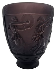 Antique ca. 1920 GEORGES DE FEURE (1868-1943) France Art Deco Purple Pâte de Verre Glass Vase