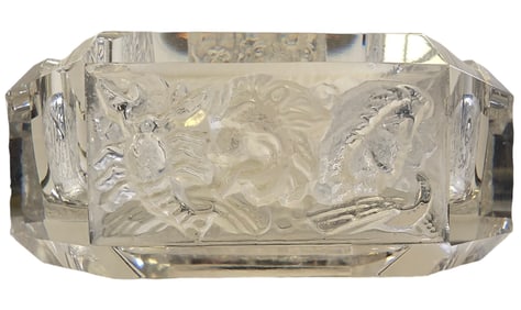 Rare Vintage ca. 1930s LALIQUE Frosted Crystal Zodiac Ashtray